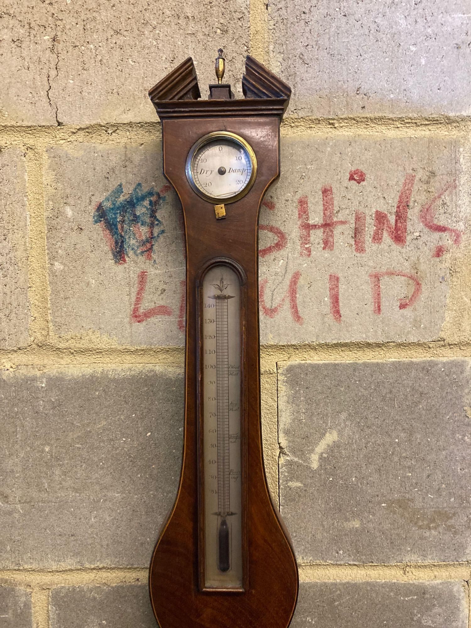 A Regency inlaid mahogany wheel barometer, by P. Bouffler of London